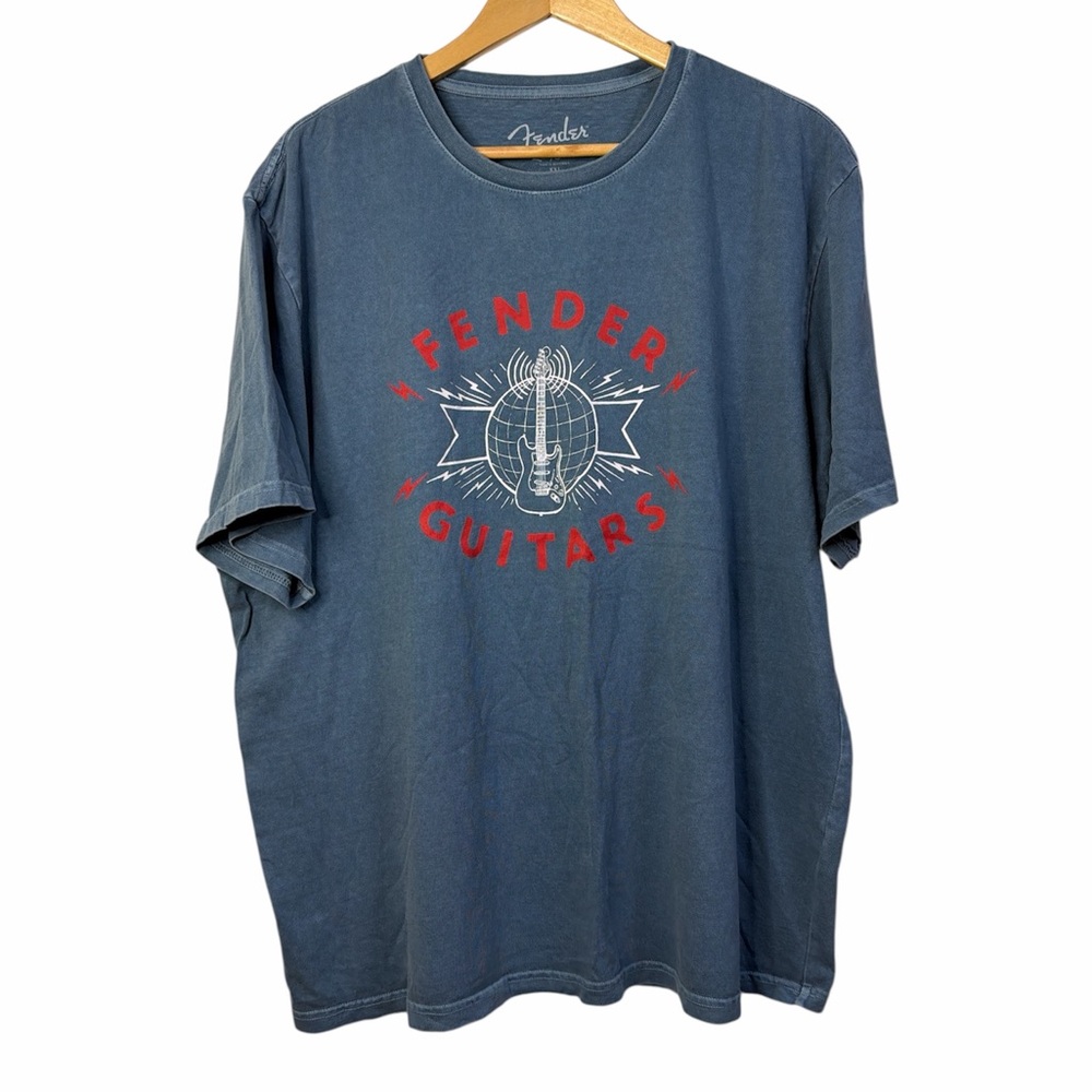 Lucky Brand Fender Graphic T-Shirt Blue Red Logo Cotton XXL